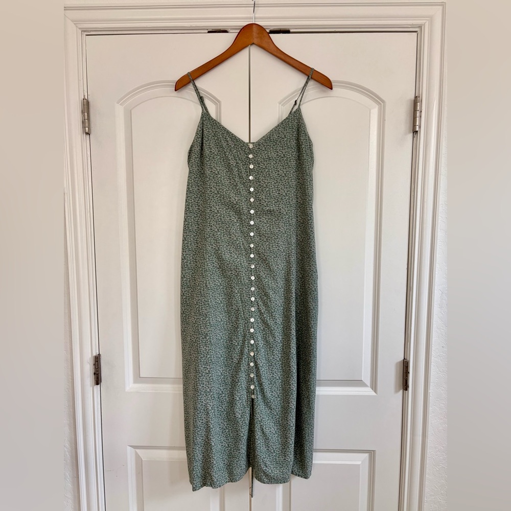 Lucky Brand green floral Ditsy button down front dress